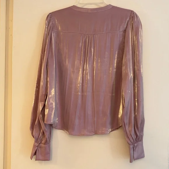 Evereve Pink Shimmery shiny Boho Elegant Chic Coquette Girl Top, Size M - Picture 7 of 7